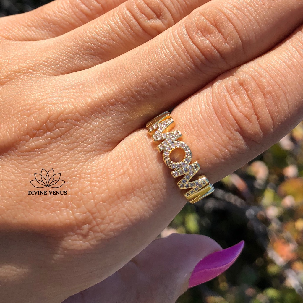 Mom Cuff Ring Brass And Cubic Zirconia